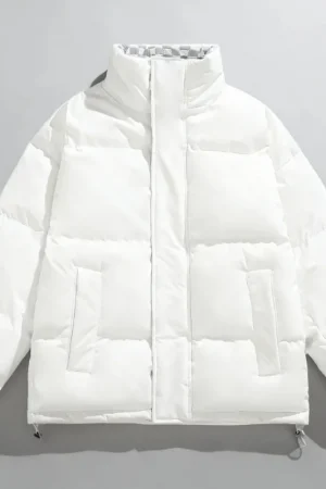 Autumn and Winter New Hong Kong Style Standing Collar Cotton Jacket for Men and Women,Warm and Comfortable Cotton Jacket for Men