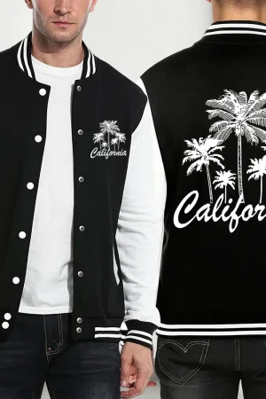 Coconut Trees California Printing Coats Mens Winter Loose Baseball Jersey Basics Fleece Warm Jackets Casual Pocket Male Clothes