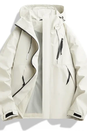 Khaki / Black / Army Green Outdoor Jacket Unisex Hooded Windproof Waterproof Coat Multi-Pocket Workwear Style Design Autumn Winter Hiking Daily Travel Warm Functional Jacket