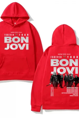 Forever Tour 2026 HOODIE Bon Jovi BAND withPocket Fleece Comfortable Sweatshirt Punk Clothes Harajuku High Quality Pullovers