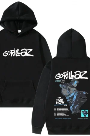 Rock Band Gorillaz The Now Now Album Graphic Hoodie Men Women Clothing Hip Hop Fashion Oversized Sweatshirt Male Vintage Hoodies
