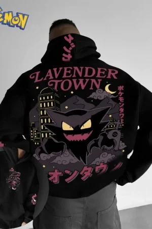 Pokémon Halloween Gengar Double Printed Hoodie for Men and Women, Autumn/Winter New Top Harajuku Large Size Casual Trend Sweater