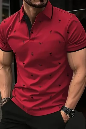 Fashion Flamingo Pattern Polo Shirts For Men Summer Trendy Short Sleeve 3D Printed Hawaiian Polo Loose Vacation Streetwear Tops