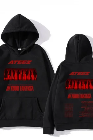 Ateez Kpop Hoodies Ateez New World Tour In Fantasy Pullovers Harajuku Aesthetic Graphic Sweatshirts Unisex Vintage Loose Hoody