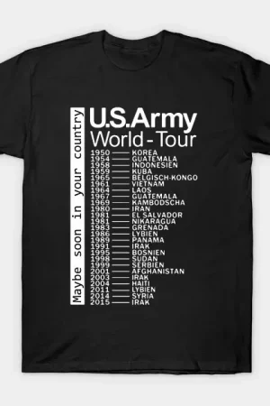 The US Army World Tour T-Shirt 100% Cotton O-Neck Summer Short Sleeve Casual Mens T-shirt Size S-3XL