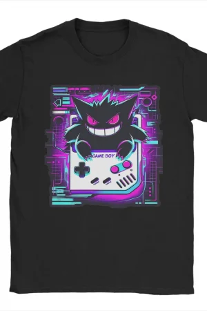 Ghost Pokemon Gengar T-Shirt Men Vintage Cotton Tee Shirt Crew Neck Short Sleeve T Shirts 4XL 5XL Clothes
