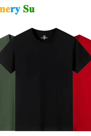 Cotton T Shirts Men Short Fashion 2025 O-Neck Slim T-Shirt Male Casual Solid Color Tee Shirt 18 Colors Plus Size M-6XL Wholesale