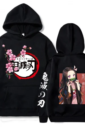 Anime Demon Slayer Kamado Nezuko Print Hooded Men Women Casual Loose Hoodies High Quality Sweatshirt Harajuku Unisex Streetwear