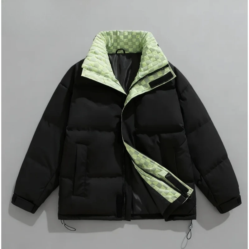 Autumn and Winter New Hong Kong Style Standing Collar Cotton Jacket for Men and Women,Warm and Comfortable Cotton Jacket for Men - Image 2