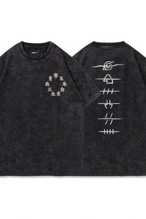 Hip Hop Streetwear Harajuku T Shirt Japanese Anime Naruto Print Tshirt Men Short Sleeve Vintage T-Shirt Cotton Loose Tops Tees
