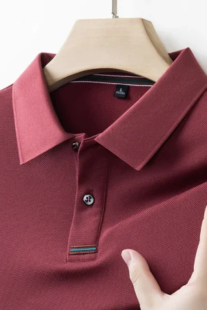 Men's Long-sleeved Polo Shirt; Spring and Autumn New Casual Breathable Comfortable Solid Color Collarless Dad's Top for Outdoors